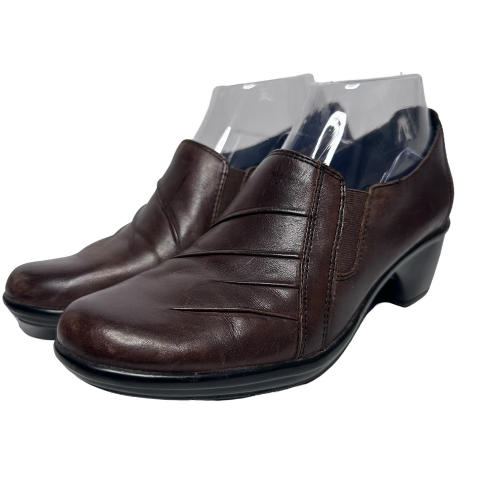 Clarks Partridge Pleated Slip On Loafer Leather Brown 89488 Women’s Size 7